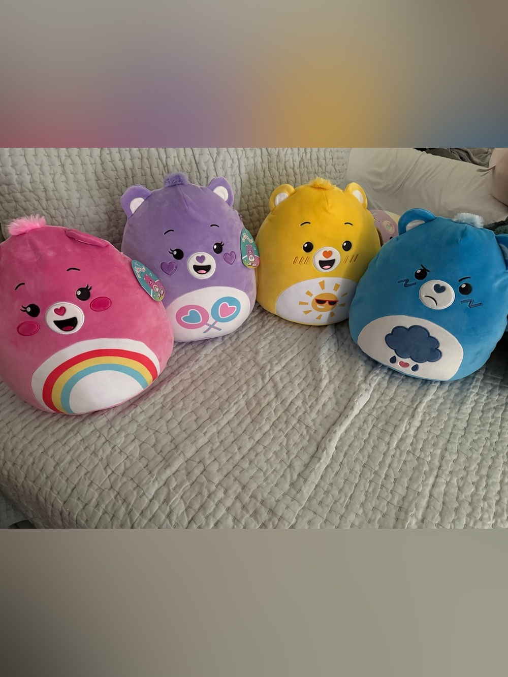 Squishmallows Care Bears 12” Cheer Bear, Share Bear, Funshine Bear & Grumpy Bear